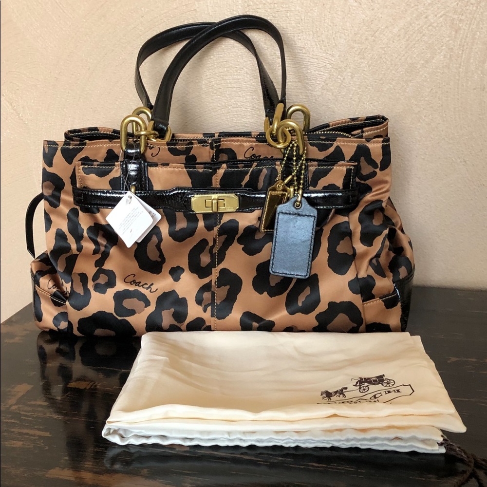 Coach leopard handbag NWT with dust bag  purse